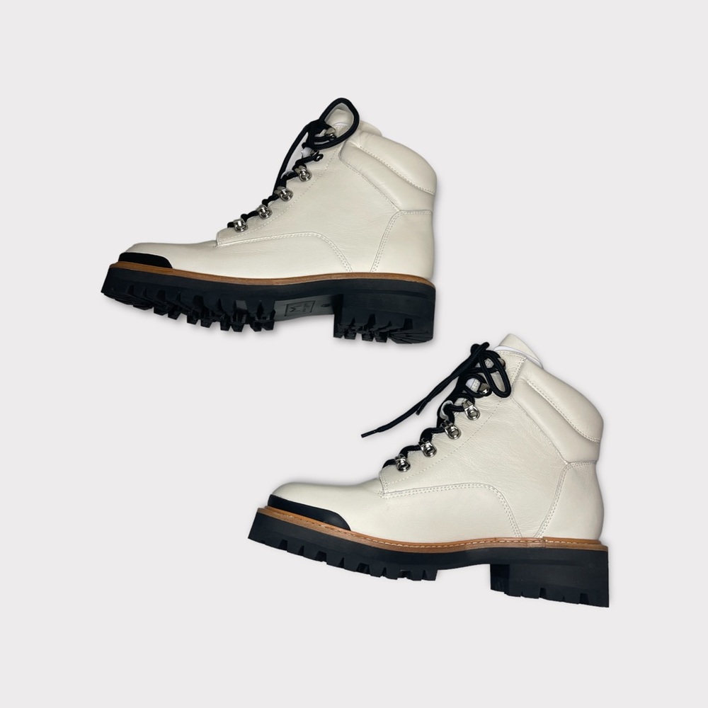 Marc Fischer Ivory Leather Idaran Combat Boots - Picture 4 of 7